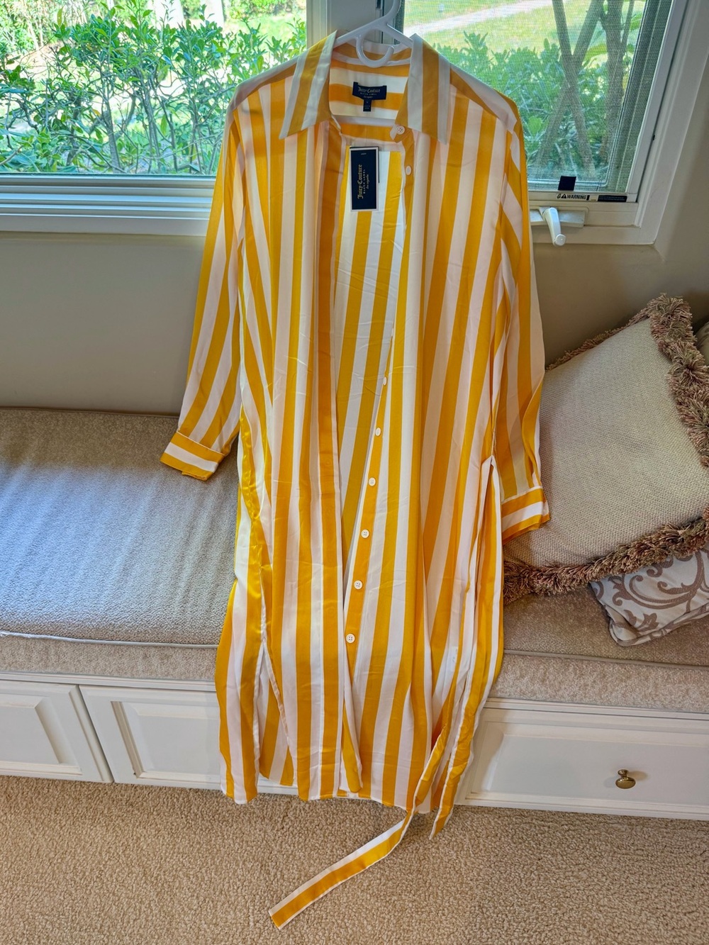 Juicy Couture Black Label Striped Yellow Awning Dress NEW - Large